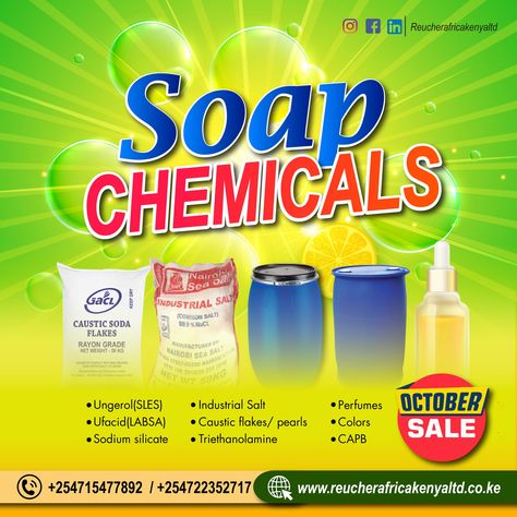 Get the Best Deals on Soap Making Chemicals! Whether you’re formulating bar soaps, liquid detergents, or specialty cleaning products, we have everything you need at unbeatable prices. Stock up on essentials like Sulphonic Acid for superior lather and cleaning power, SLES for excellent foaming and viscosity, and Soda Ash Light to ensure your soaps are firm and long-lasting. Don’t miss out—boost your production and maximize your profits this season! Contact us today to secure your order 0722 35... Soda Ash, Liquid Detergent, Cleaning Products, Soap Making, Bar Soap, Chemicals, Ash, Soap, Long Lasting