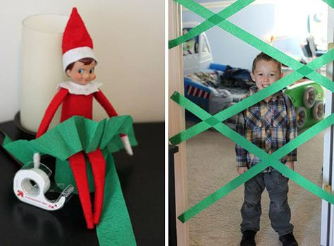 Elf on the Shelf playing pranks..... LOVE it! Can't wait til our Elf "Ka-chow" does that to Randy! Elf On The Shelves, Elf Of The Shelf, Christmas Elf Ideas, Christmas Elf On The Shelf, Elf Magic, Awesome Elf On The Shelf Ideas, Elf On Shelf Ideas, Xmas Elf, Elf Antics