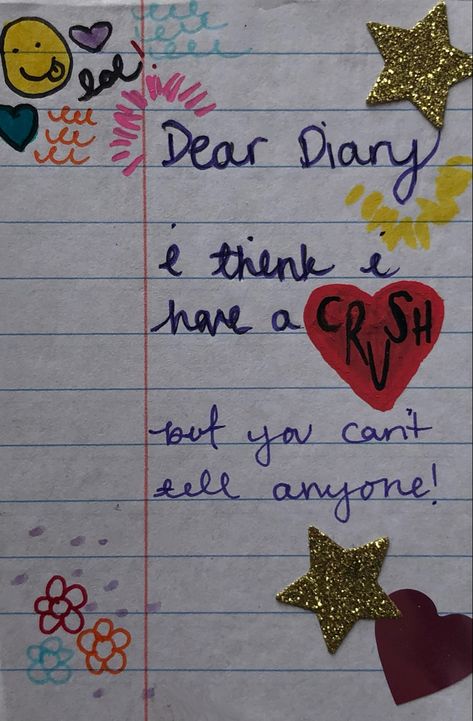 Dear Diary artist card (2/5) Dear Diary Ideas, Aesthetic Diary Ideas About Crush, Diary Love Pages, Secret Diary Ideas, Secret Diary Aesthetic, Cute Diary Entries, 2000s Diary Aesthetic, Girly Diary Aesthetic, Dear Diary Aesthetic