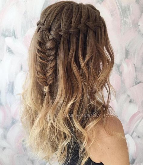 40 Flowing Waterfall Braid Styles | Waterfall Braid Tutorial and Inspiration Braid Hairstyle Ideas, Waterfall Braid Tutorial, Waterfall Braid Hairstyle, Braiding Hairstyles, Style Braids, Braids With Shaved Sides, French Braid Ponytail, Waterfall Braids, Braid Inspiration