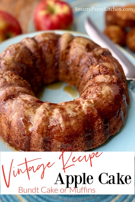 Glazed Bundt Apple Cake on turquoise plate. Vintage Apple Recipes, Fresh Apple Pound Cake Recipe, Chunky Apple Cake Taste Of Home, Autumn Apple Cake Recipes, Apple Cake Made With Applesauce, Easy Fall Cakes Recipes, Apple Cake Easy Quick, Apple Rum Cake Recipe, Super Moist Apple Cake