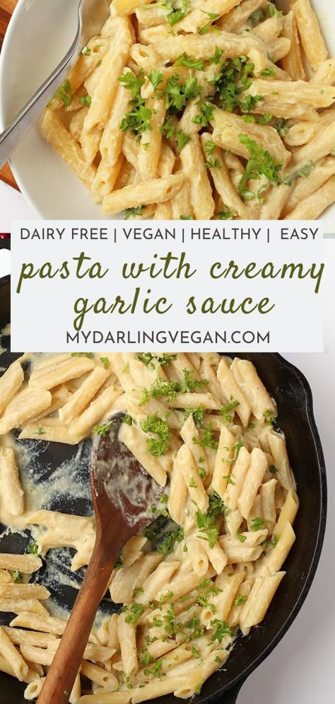 Vegan Garlic Pasta Sauce, Banza Pasta Recipes Dairy Free, Vegan Creamy Garlic Sauce, Whole30 Pasta Sauce, Whole 30 Pasta Sauce, Creamy Vegan Pasta Sauce, Healthy Creamy Pasta Sauce, Vegan Penne Pasta Recipes, Aip Pasta Sauce