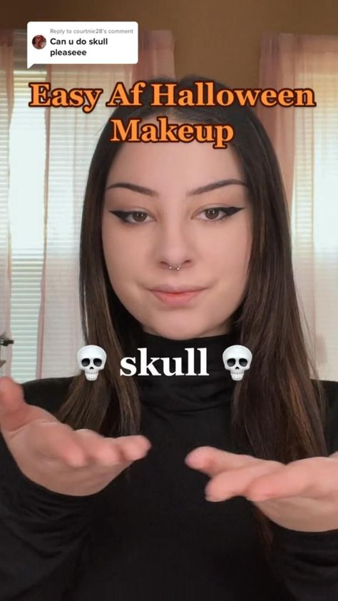 Halloween Costumes Just Makeup, Easy Cute Skeleton Makeup, Halloween Makeup Ideas Skeleton, Halloween Skeleton Makeup Tutorial, Skeleton Makeup Easy Simple, How To Do Skeleton Makeup Easy, Easy Spooky Makeup Halloween, Easy Halloween Makeup Skull, Skeleton Inspired Makeup