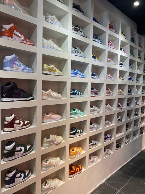 Nike Shoes Closet, Nike Dunks Collection, Nike Dunk Collection, Nike Shoe Closet, Shoes Collection Aesthetic, Dunks Collection, Nike Shoe Collection, Dunk Collection, Lots Of Shoes