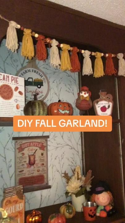 Fall Diy Garland, Diy Fall Garland, Fall Garland, Diy Garland, Jute Rope, Fall Diy, Farm Fresh, Gourds, Wooden Beads