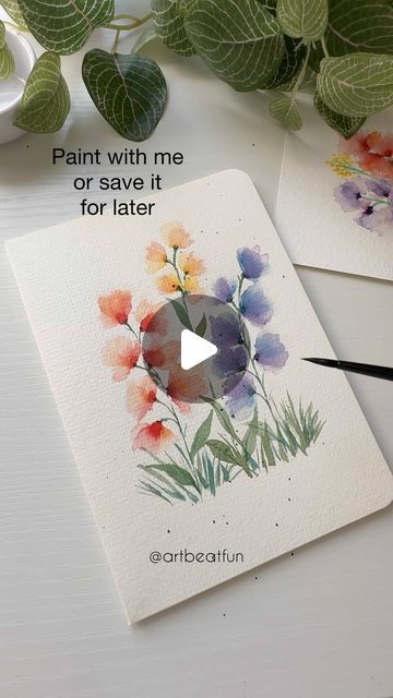 Khooshbu | Hello friends try this simple tutorial or save it for later and let me know if you enjoyed making them !  Cause I thoroughly did !!!!... | Instagram Simple Watercolor Flowers, Diy Large Wall Art, Beginning Watercolor, Painting Instructions, Painting Flowers Tutorial, Small Watercolor, Watercolor Beginner, Watercolor Flowers Tutorial, Paint Watercolor