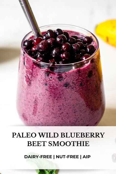 This AIP/Paleo Wild Blueberry Beet Smoothie is luscious, vibrant, and perfectly sweet without any added sugar! It’s nutrient-dense, dairy-free, gluten-free and so delicious. #healmedelicious #aip #paleo #aiprecipes #paleorecipes #aipdiet #autoimmunepaleo #aipprotocol #autoimmunedisease #glutenfree #glutenfreerecipes #dairyfree #summerrecipes #smoothierecipes #smoothie #blueberrysmoothie #blueberryrecipes #healthyrecipes #healthysmoothie #breakfastideas Aip Treats, Autoimmune Diet Recipes, Sugar Free Smoothies, Aip Diet Recipes, Gluten Free Smoothie, Aip Breakfast, Autoimmune Recipes, Paleo Drinks, Vegan Paleo Recipes