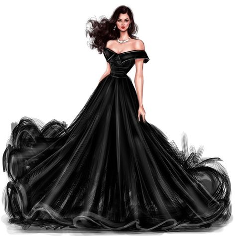 Gown Drawing, Girls Black Dress, Dress Illustration, Fashion Drawings, Dress Design Drawing, Fashion Illustration Sketches Dresses, Fashion Design Sketchbook, Fashion Design Collection, Fashion Sketches Dresses