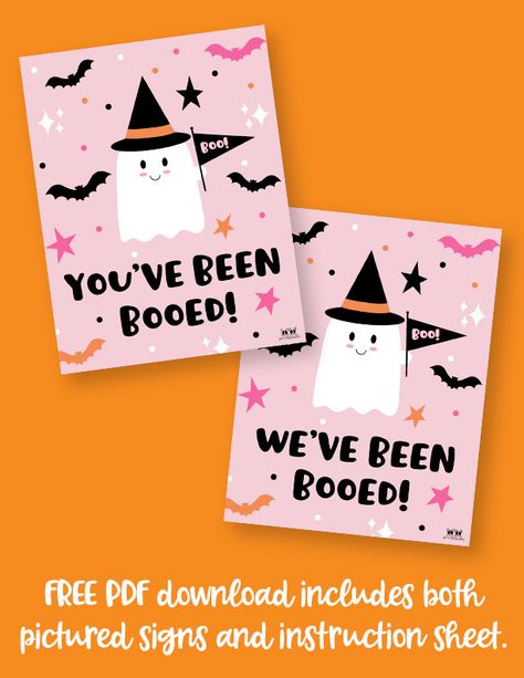 Booed Signs - 25 FREE You've & We've Been Booed Printables | Printabulls Youve Been Booed Fundraiser, You've Been Booed Free Printable Tags, Boo Buddy Printable, You Got Booed Printables, You’ve Been Boo’d Free Printable, You’ve Been Booed Ideas Free, Free Printable Halloween Cards For Kids, Boo Basket Tag Printable, You’ve Been Bood Printable