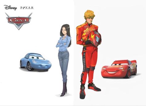 Pixar Cars Human, Human Cars Pixar, Disney Cars Fanart, Lightning Mcqueen Human Fanart, Lighting Mcqueen Human, Human Lightning Mcqueen, Cars Characters As Humans, Cars Fanart Human, Lightning And Sally