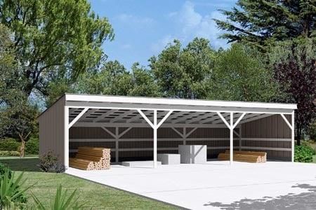 Pole Shed, Open Shed, Outdoor Storage Buildings, Shed Design Plans, Pole Barn Designs, Pole Barn Plans, Shed Designs, Building A Pole Barn, Carport Plans