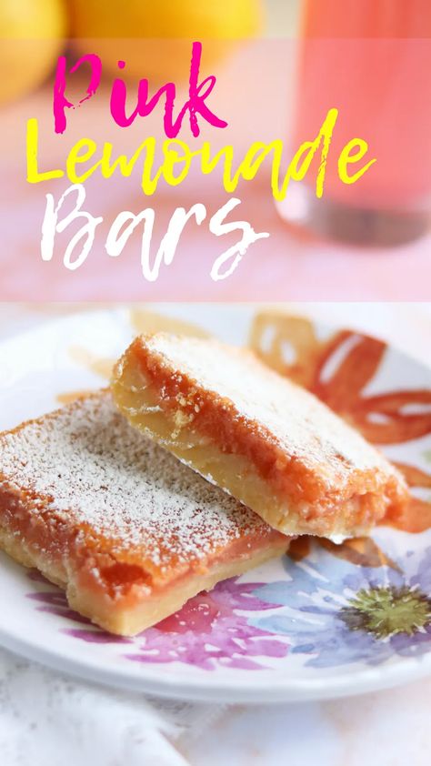 Pink Lemonade Bars | Giggles, Gobbles and Gulps Lemonade Bars, Sweet Bars, Lemonade Bar, Funnel Cake Recipe, Sweet Bar, Easy Summer Desserts, Funnel Cake, Glaze Recipe, Candy Desserts