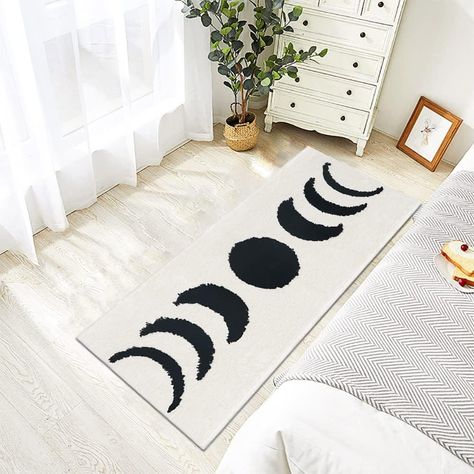 Boho Bathroom Rugs Runner Non-Slip Moon Phases Bath Rug Microfiber Bohemian Bath Mats Washable Boho Area Rug Carpet for Tub, Shower, Bathroom, Bedroom, Cream 20"x50" Boho Bathroom Rugs, Boho Bathroom Rug, Astrology Decor, Bedroom Beige, Witch Style, Witch Fashion, Boho Bathroom, Tub Shower, Moon Shape