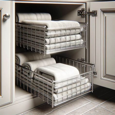 31 Beach Towel Storage Ideas: Best Organizing Tips - Elegance Echoes Under Sink Towel Storage, Under Cabinet Storage Ideas, Beach Towel Storage Ideas, Beach Towel Storage, Storage Under Sink, Towel Storage Ideas, Cabinet Storage Ideas, Under Cabinet Storage, Large Bath