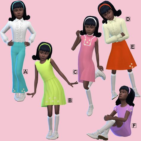 Sims 4 1960s Cc, Sims 4 1960s, Melody Ellison, Sims 4 Decades Challenge Cc, 1960 Outfits, Sims 4 Historical, Sims 4 Decades Challenge, Sims 4 Cc Kids Clothing, 1960s Outfits