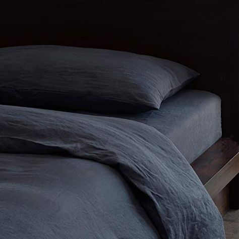 Huddleson Slate Charcoal Grey Vintage-Washed Pure Italian Linen Duvet Cover - Queen Queen Size Duvet Covers, King Size Duvet Covers, Blue Sheets, Linen Duvet Cover, Linen Sheet Sets, House Bedrooms, King Size Duvet, High Quality Bedding, Linen Sheets