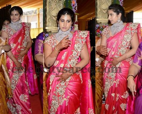 Nara Brahmani Wedding Saree Nara Brahmani Saree, Nara Brahmani Jewellery, Nara Brahmani, Indian Bridesmaids, Saree Blouse Styles, Indian Celebrity, Pattu Saree Blouse Designs, Blouse Design Images, Saree Designs Party Wear