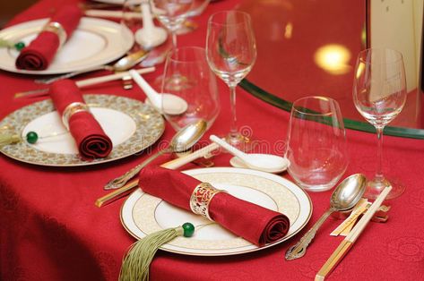 Chinese wedding table set stock photo. Image of wedding - 21723524 Chinese Dinner Table, Banquet Table Setting, Chinese Table Setting, Chinese Wedding Banquet, Asian Party Decorations, Chinese Wedding Ceremony, Wedding Banquet Table, Ceremony Traditions, Asian New Year