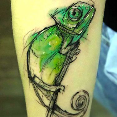 Chameleon Tattoo, Sketchy Style, Lizard Tattoo, Hipster Tattoo, Sketch Style Tattoos, Petit Tattoo, Disney Tattoo, Tatuaje A Color, Chameleons