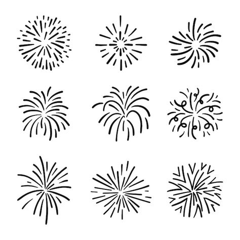 Firework Illustration, Firework Tattoo, Hand Drawn Vector Illustrations, Hand Drawn Vector, Vector Drawing, Line Drawing, Fireworks, Premium Vector, Graphic Resources