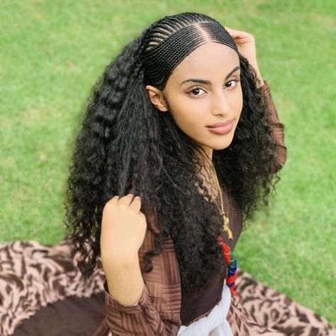 Ethiopian Braids, Hairstyle African, Ethiopian Hair, Natural Hair Bangs, Curly Braided Hairstyles, Ethiopian Culture, Ethiopian Women, Natural Hair Short Cuts, Traditional Hairstyle