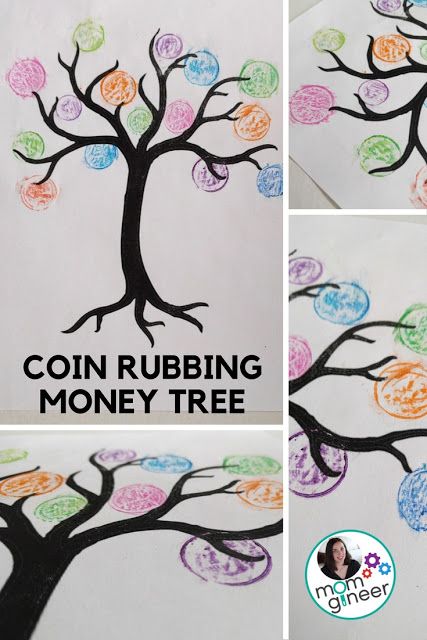 Preschool Money Crafts, Money Preschool Craft, Money For Preschoolers, Money Activities Preschool, Money Eyfs, Coin Rubbing Art, Money Crafts For Preschoolers, Coin Tree Art, Money Crafts For Kids