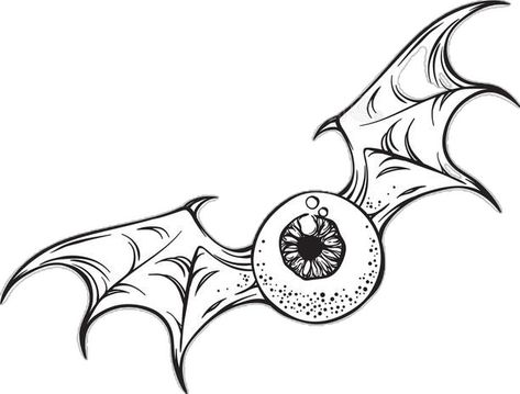 Eyeball With Wings, Wings Black And White, Flying Eyeball Art, Halloween Art Ideas, 3d Spider Tattoo, Halloween Art Drawing, Creepy Demon, Gothic Cartoon, Flying Eyeball