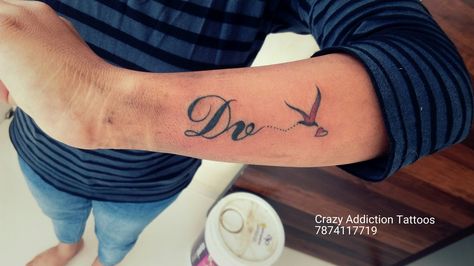 #Dv with #Bird tattoo Dv Tattoos, Tattoos For Women Arm, Bird Tattoo, Name Tattoo, Name Tattoos, Fish Tattoos, Jesus Fish Tattoo, Tattoos For Women, Tattoo Designs