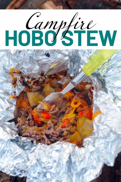 Hobo stew is a recipe straight from my time as a YMCA camp counselor. It can be cooked on the fire pit in your backyard or at a campsite. Fire Pit Dinner, Camp Soup Recipe, Hobo Stew Camping, Campfire Stew Recipe, Campers Stew, Camper Stew, Hobo Stew Recipe, Camp Stew Recipe, Hobo Stew