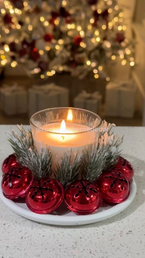 Christmas Candle Centerpiece, Centerpiece Diy, Christmas Decorations Diy Crafts, Christmas Centers, Candle Centerpiece, Diy Christmas Tree Topper, Christmas Candle Decorations, Christmas Centerpieces Diy, Diy Christmas Decorations Easy