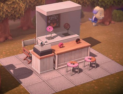 Build Credit: @/ muggle.crossing on Instagram. Follow AC: Island Design for more inspo and join the discord server to get help on finding designs and look through an organized catalog of designs! Link in profile. Laser Beam, Build Credit, Inside Design, Donut Shop, Animal Crossing Game, Island Design, Discord Server, Floor Design, Animal Crossing