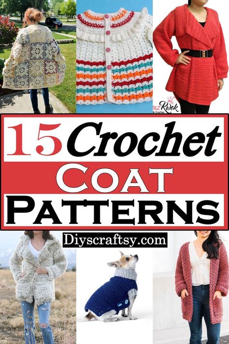 15 Free Crochet Coat Patterns For Stylish Look Crochet Coat Free Pattern, Hooded Coat Pattern, Sweater Coat Pattern, Free Crochet Jacket Patterns, Crochet Coat Pattern, Crochet Sweater Coat, Crochet Coats, Crochet Jacket Pattern, Dressy Sweaters