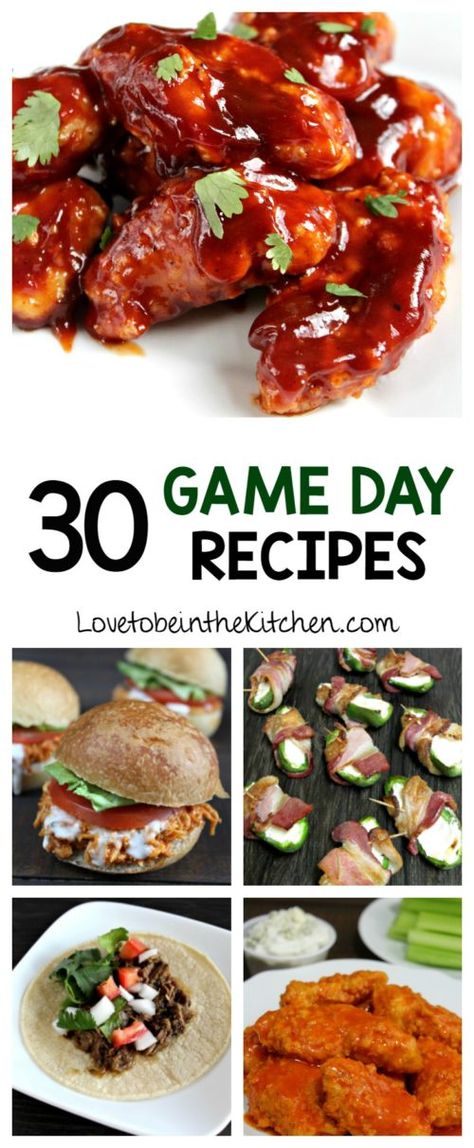 30 Game Day Recipes- The best recipes for game day or recipes to feed a crowd! From appetizers, to main dishes and desserts. Game Day food is pretty much the best food ever don’t you think!? From amazing appetizers, delicious main dishes to desserts these recipes are perfect for game day as well as recipes... Read More » Gameday Food Appetizers, Best Football Food, Recipes To Feed A Crowd, Meat For A Crowd, Recipes For Game Day, Football Tailgate Food, Gameday Recipes, Game Day Recipes, Quick Appetizer