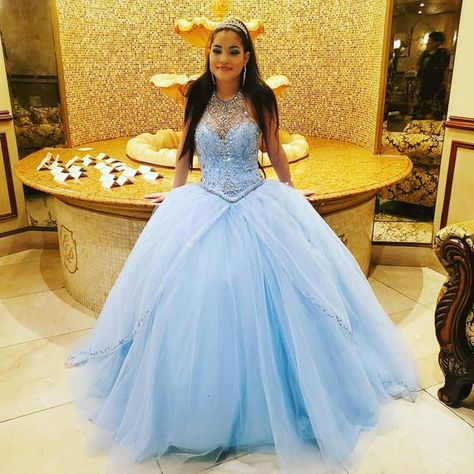 Quinceanera Dresses Princess, Powder Blue Gown, Princess Sweet 16, Ball Gown Quinceanera Dresses, Prom Dresses Cheap, Blue Ball Gown, Sweet 16 Dress, Quinceñera Dresses, Cinderella Dress