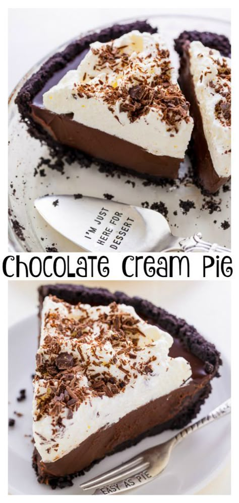 No-Bake Chocolate Cream Pie Easy Cream Pie, No Bake Chocolate Desserts, Chocolate Cream Pie Recipe, Crumb Crust, Dessert Halloween, Once Upon A Chef, Easy Chocolate Desserts, Chocolate Cream Pie, Cream Pie Recipes