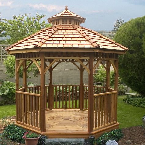 Bayside 10 Ft. W x 10 Ft. D Solid Wood Patio Gazebo Diy Gazebo Ideas, Octagon Gazebo, Cedar Lap Siding, Large Gazebo, Modern Gazebo, Diy Gazebo, Gazebos And Pergolas, Hot Tub Gazebo, Gazebo Plans