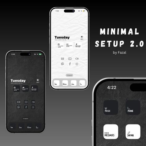 RELEASE: Simplify your mobile experience with our minimal iPhone setup 2.0 ! Clean home screen and streamlined features for a seamless and focused experience. Link in bio! This setup includes 4 stylish wallpaper , 8 minimalist icons 2 medium and 4 large size widgets to complete your new look. #wallpapers #homescreen #ios #widgy #widgets #foryou #instagram #icons #iphone #creative #minimal #minimalstyle Minimalist Iphone Setup, Clean Iphone Home Screen, Minimalist Wallpaper Iphone, Iphone Setup, Clean Iphone, Minimalist Iphone, Minimalist Icons, Minimal Fashion, Screen