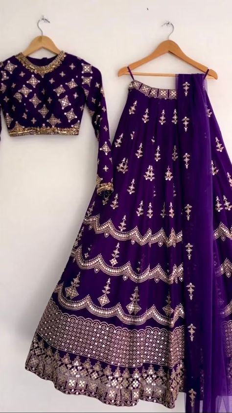 Purple Chaniya Choli, Purple Lehenga Choli, Lehenga Choli Latest, Purple Lehenga, Heavy Lehenga, Lehenga Choli For Women, Choli For Women, Yellow Lehenga, Stitched Lehenga