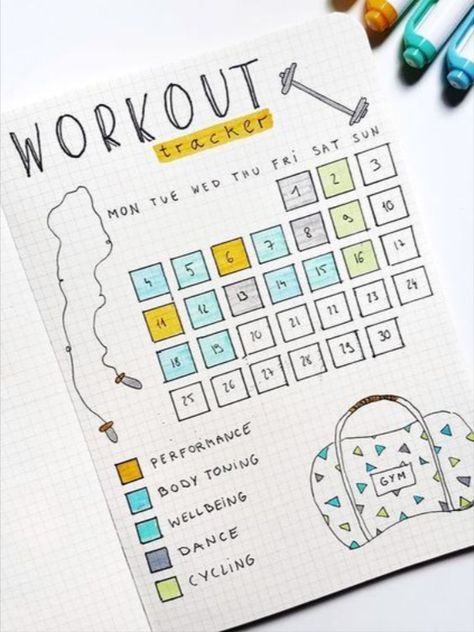 Workout Tracker, Bullet Journal Ideas Templates, Creating A Bullet Journal, Bullet Journal Mood Tracker Ideas, Bullet Journal Paper, Bullet Journal Tracker, Bulletin Journal Ideas, Bullet Journal Mood, Bullet Journal Diy