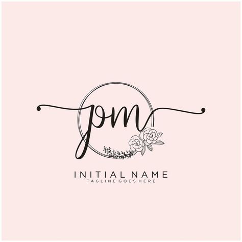 Initial PM feminine logo collections template. handwriting logo of initial signature, wedding, fashion, jewerly, boutique, floral and botanical with creative template for any company or business. Pm Logo, Feminine Logo, Name Logo, Wedding Logos, Logo Collection, Handwriting, Vector Art, Wedding Styles, Initials