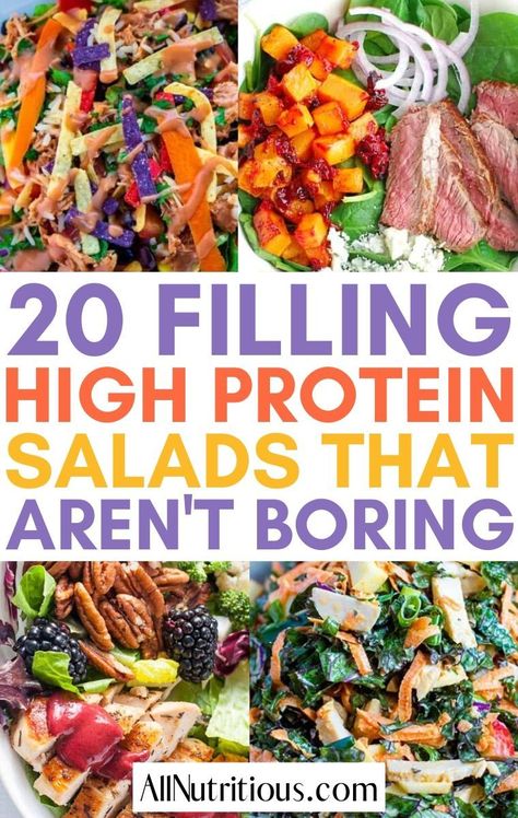 Bring excitement to your healthy meal plan with these high protein salad meal ideas! These healthy high protein lunches are filling to keep you going all day long and they're just great quick recipes to make! #HighProtein #salad Salad Meal Ideas, High Protein Salad Recipes, High Protein Lunches, Protein Salads, High Protein Salad, Protein Lunches, Protein Salad Recipes, High Protein Salads, Healthy Meal Plan