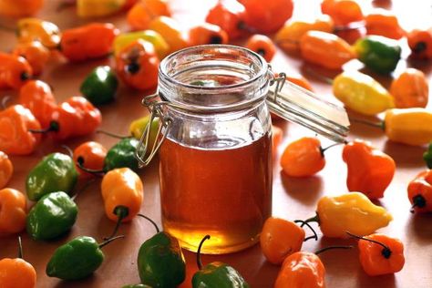 Habanero Recipes, Hot Honey Recipe, Honey Baked Chicken, Baked Chicken Strips, Honey Chicken Recipe, Infused Honey, Roasted Red Pepper Soup, Habanero Sauce, Honey Sauce