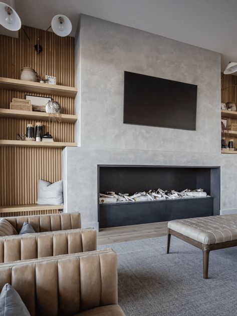 Fireplace Feature Wall, Living Room Built Ins, Fireplace Built Ins, Living Room Decor Fireplace, Contemporary Fireplace, Fireplace Remodel, Home Fireplace, Ideas Living Room, Modern Fireplace