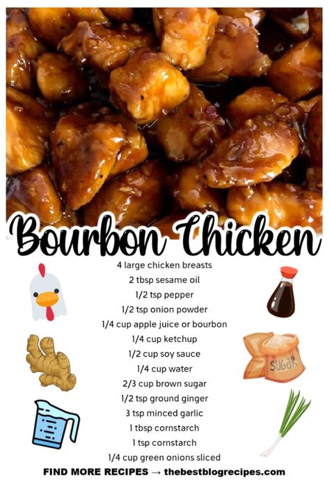 Bourbon Chicken Recipe, Dinner Recipes Vegetarian, Easy Healthy Dinner Recipes, Bourbon Chicken, Dinner Recipes Easy, Easy Healthy Dinner, Filling Dinner, Healthy Baked, Dinner Recipes For Family