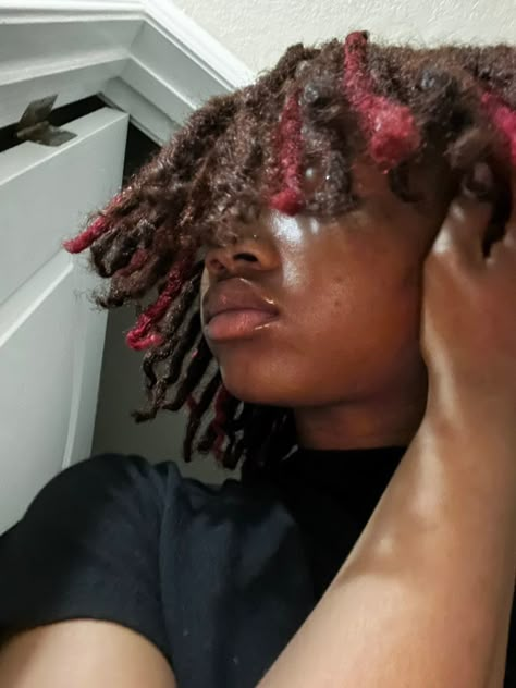 Stud Dreads, I <3 Dreadheads Pfp, Pretty Studs With Locs, Studs Black With Dreads, Red And Black Dreads Black Women, Locs Colors, Dreadlock Ideas, Female Dreads, Short Dreadlocks