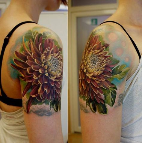 26 3D chrysanthemum tattoo Chrysanthemum Flower Tattoo, Full Leg Tattoos, Chrysanthemum Tattoo, Hawaiian Tattoo, 3d Tattoos, Tattoo Me, Awesome Tattoos, Tattoo Love, Flower Tattoo Designs