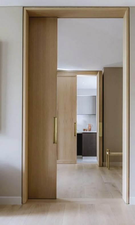 Japandi Sliding Door, Sliding Doors Internal Hidden, Trimless Door Frame, Kerf Door Jamb, Wooden Sliding Doors Internal, Modern Door Design Interior, Sliding Door Partition Wood, Sliding Oak Internal Doors, Interior Door Styles Modern