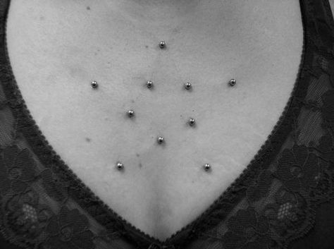 Piercings by Kendra Collier- Star Chest Surface Piercing Surface Piercing Chest, Piercing Chest, Chest Piercing, Surface Piercing, Body Mods, Tattoo Shop, Paw Print Tattoo, I Tattoo, Piercings