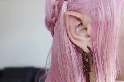 Galactic Milk Pixie Ears, Fairy Ears, Pointed Ears, Hair Color Pastel, Elf Ears, An Elf, Body Modifications, Piercing Tattoo, Body Mods