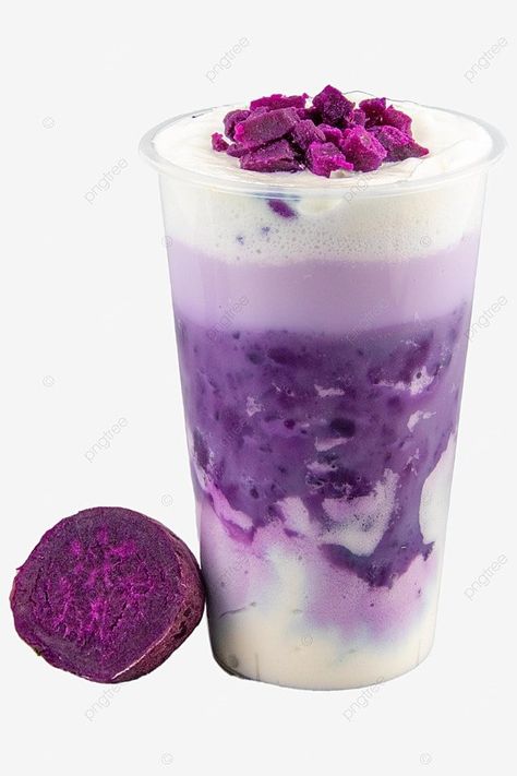 Milk Tea Png, Potato Milk, Cocktail Competition, Purple Drink, Tea Png, Mocha Drink, Bubble Tea Flavors, Ube Recipes, Steamed Sweet Potato